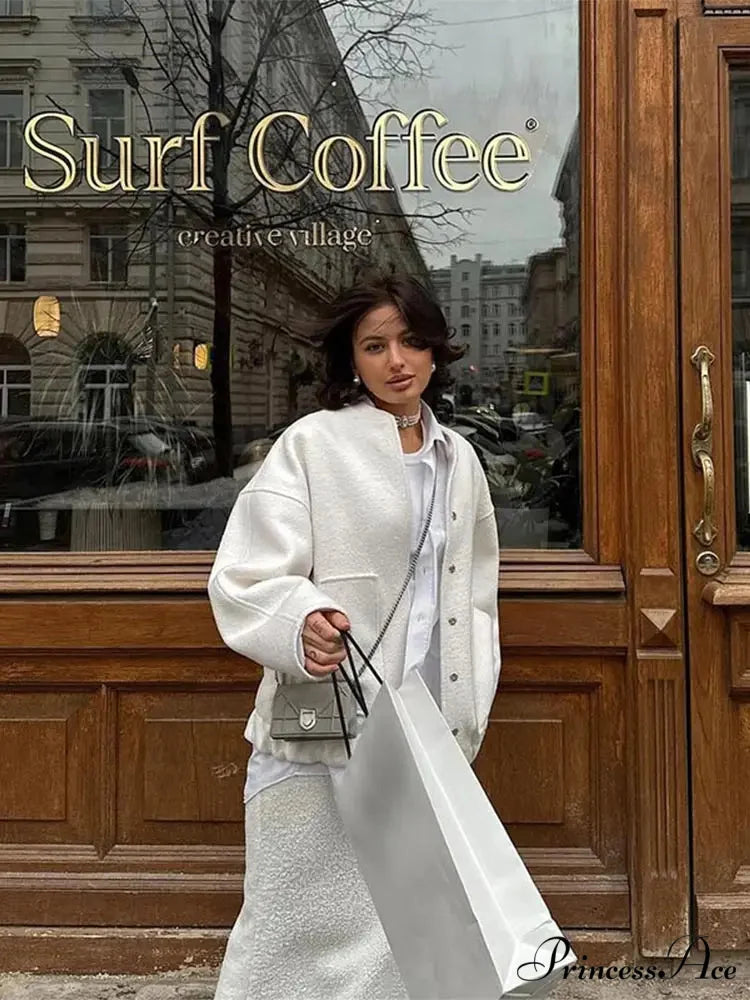 Fashion Solid Round Neck Casual Single-breasted Long Sleeves With Pocket Elegant Chic Coat