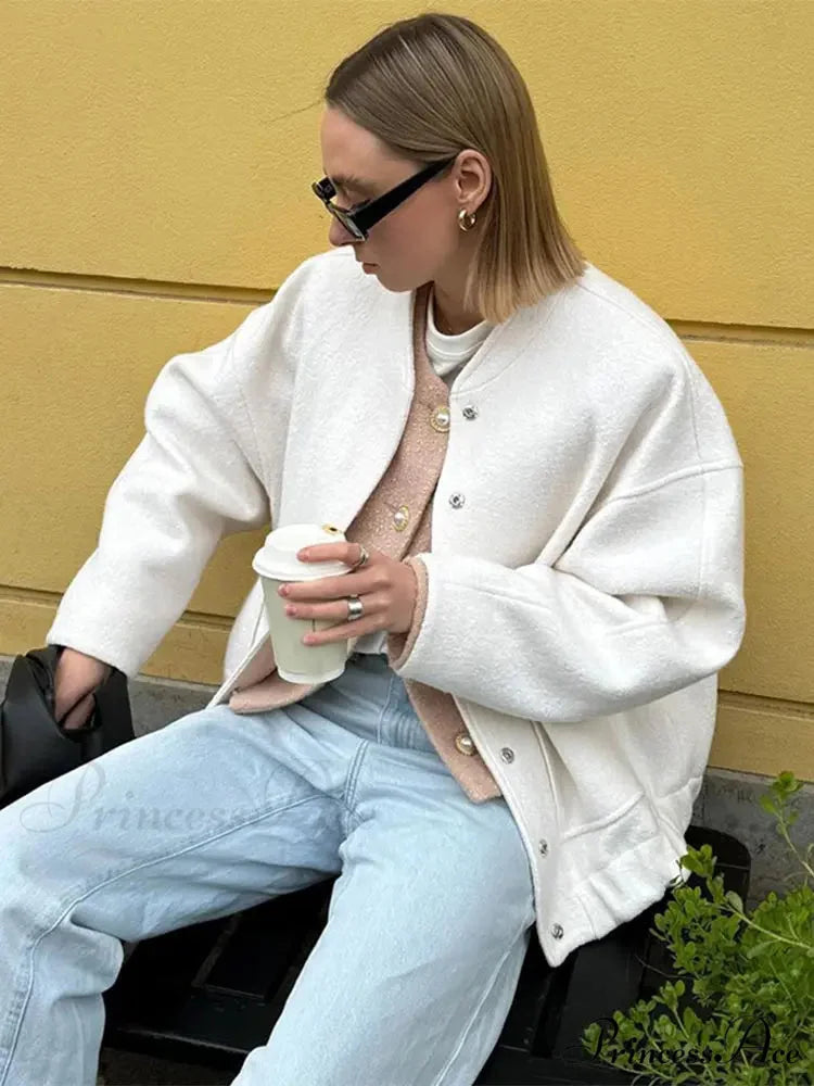 Fashion Solid Round Neck Casual Single-breasted Long Sleeves With Pocket Elegant Chic Coat