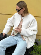 Fashion Solid Round Neck Casual Single-breasted Long Sleeves With Pocket Elegant Chic Coat