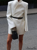 Fashion Solid Stand Collar Loose Long Shoulder Pads Full Sleeves Chic Stylish Coat