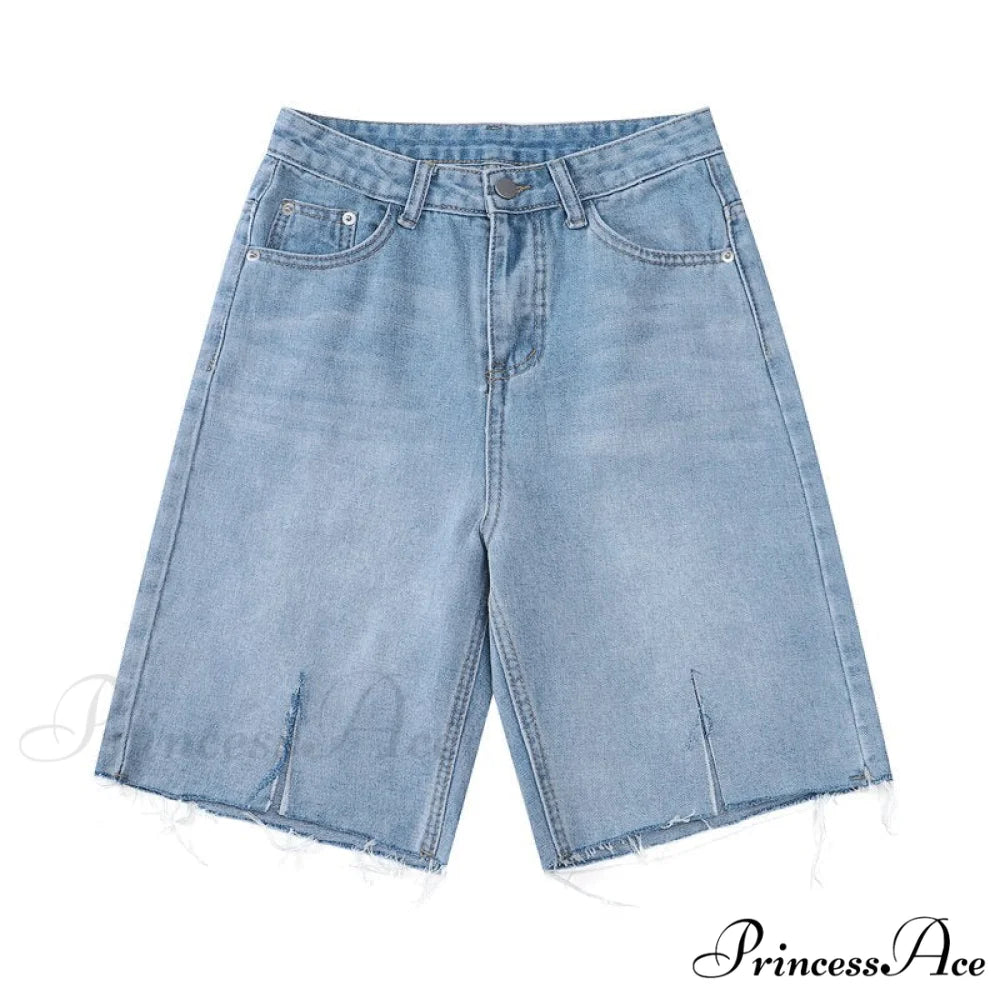 Fashion Streetwear Rough Edge Slit Jeans Shorts