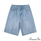 Fashion Streetwear Rough Edge Slit Jeans Shorts
