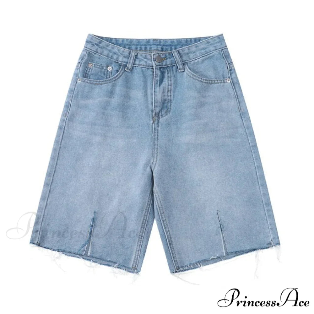 Fashion Streetwear Rough Edge Slit Jeans Shorts