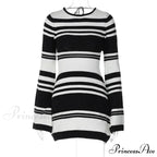 Fashion Striped Backless Mini Dress
