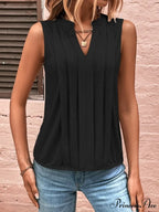 Fashion Style Elegant Pleated V-neck Blouse