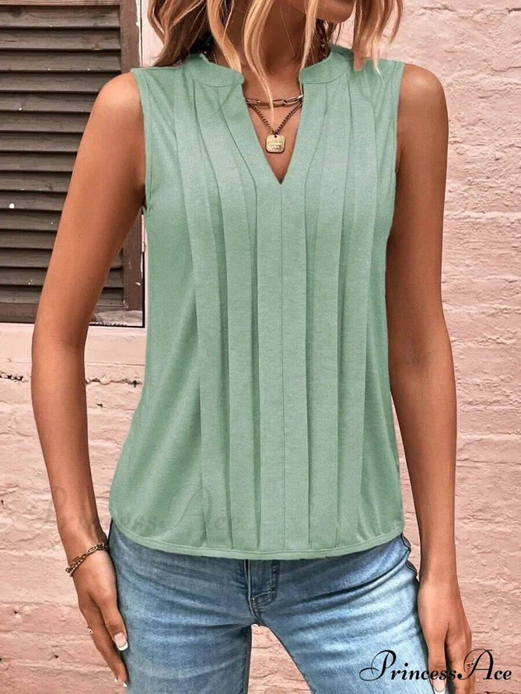 Fashion Style Elegant Pleated V-neck Blouse