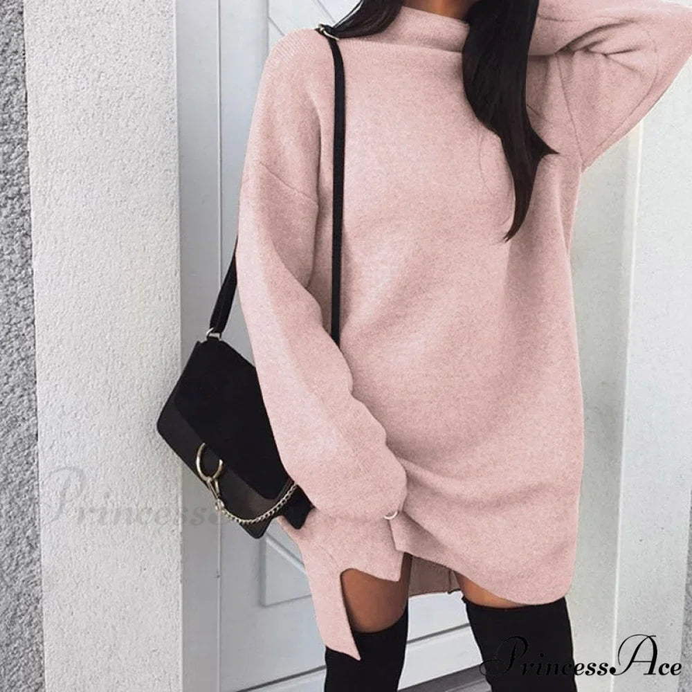 Fashion Turtleneck Elegant Lady Mid-length Dress