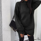Fashion Turtleneck Elegant Lady Mid-length Dress