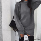 Fashion Turtleneck Elegant Lady Mid-length Dress