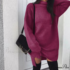 Fashion Turtleneck Elegant Lady Mid-length Dress