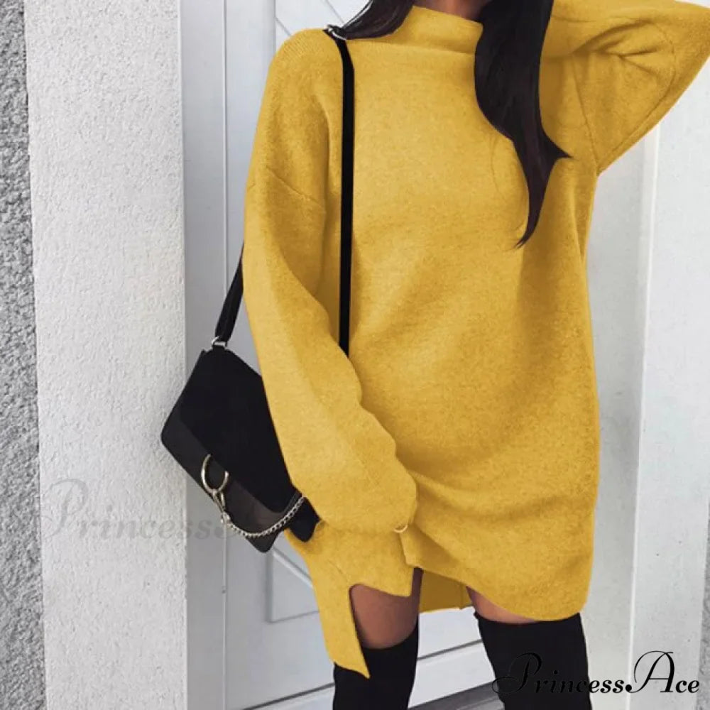 Fashion Turtleneck Elegant Lady Mid-length Dress