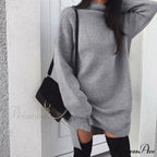 Fashion Turtleneck Elegant Lady Mid-length Dress