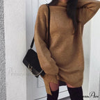 Fashion Turtleneck Elegant Lady Mid-length Dress