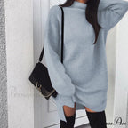 Fashion Turtleneck Elegant Lady Mid-length Dress