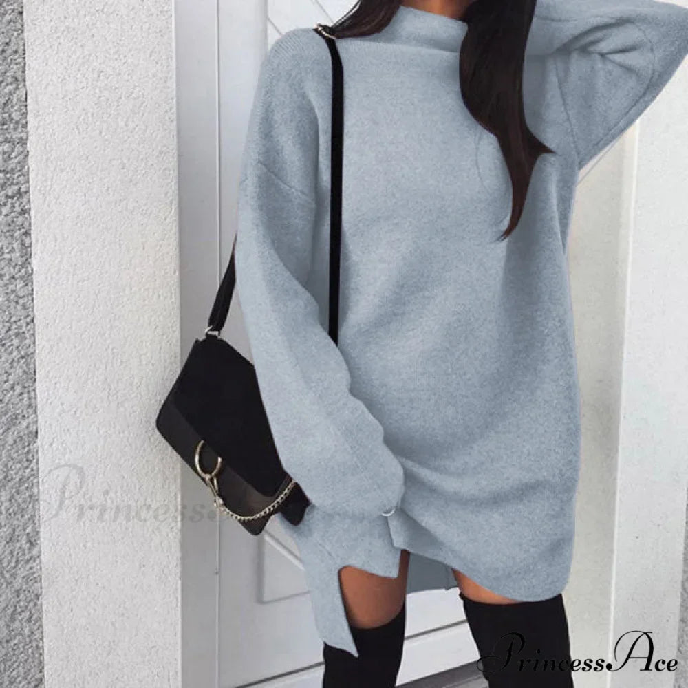 Fashion Turtleneck Elegant Lady Mid-length Dress