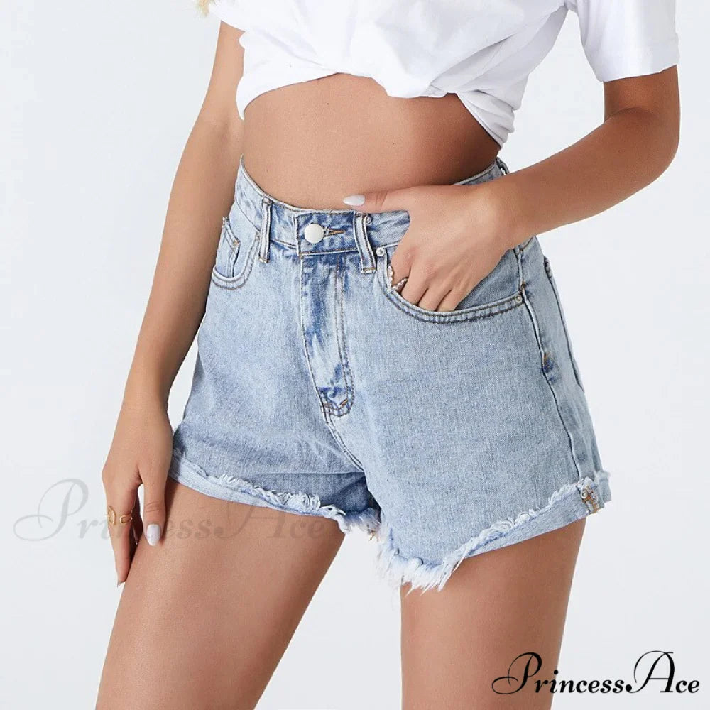 Fashion Washed Light Blue Denim Shorts