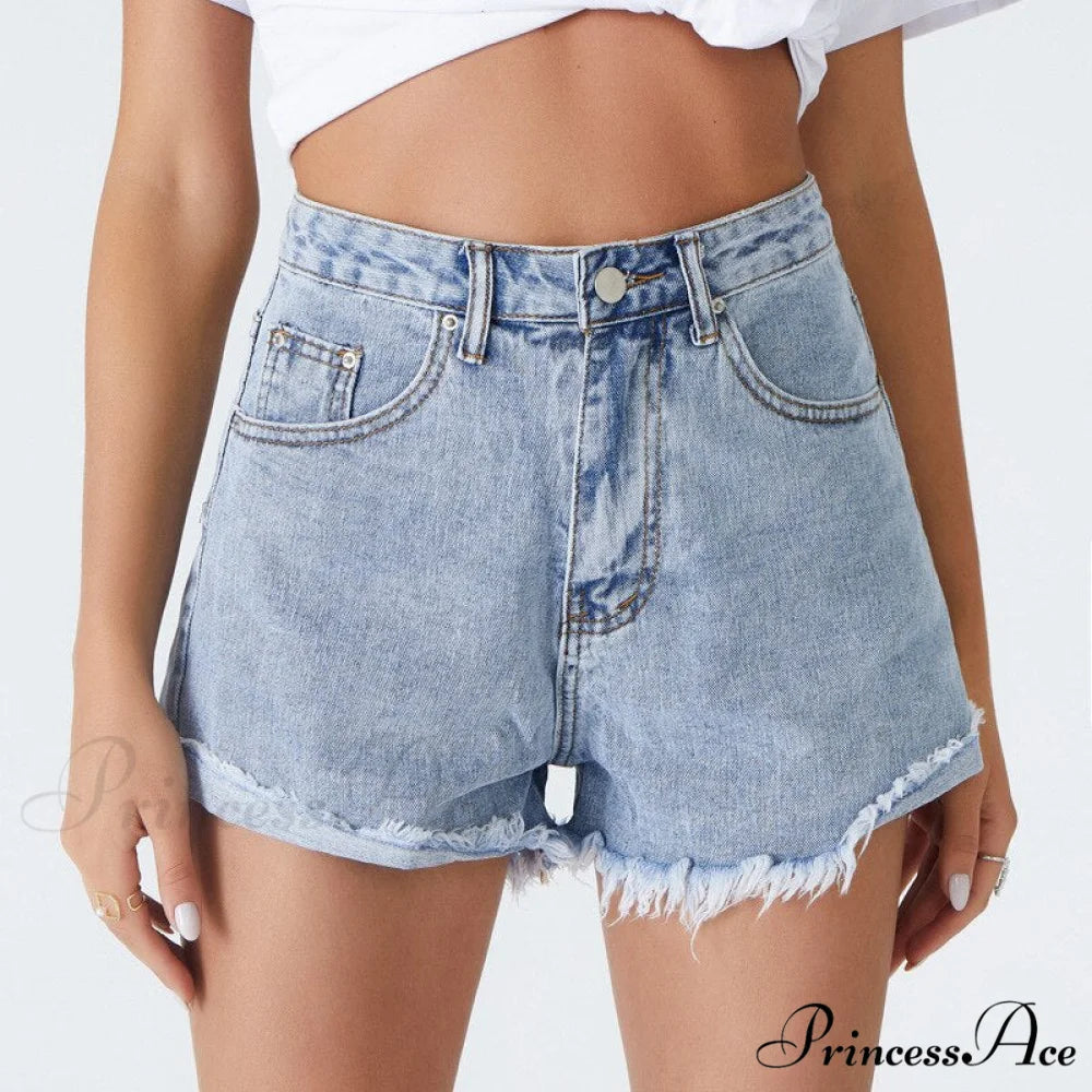 Fashion Washed Light Blue Denim Shorts