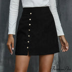 Fashion Women High Waist Buttons Skirts