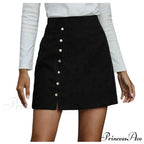 Fashion Women High Waist Buttons Skirts