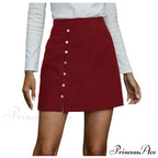 Fashion Women High Waist Buttons Skirts