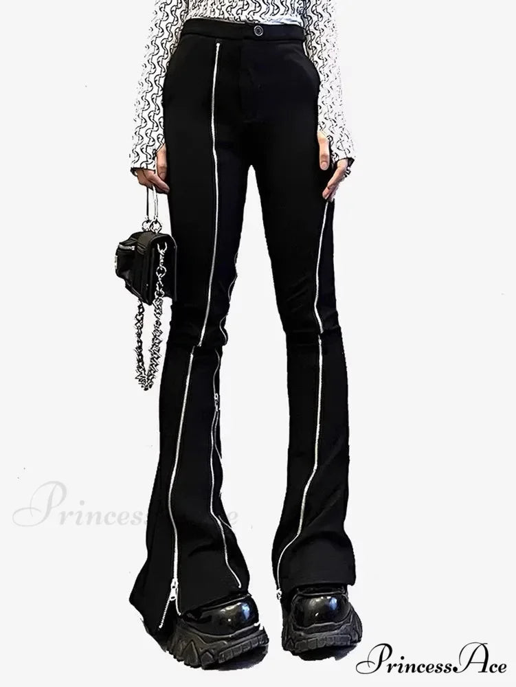 Fashion Zipper Slim Flare Halloween Pants
