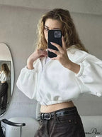 Fashionable Cropped Cozy Solid Color Loose Hoodie