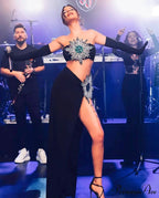 Fashionable Glove Strapless Slit Skirt Party Dress