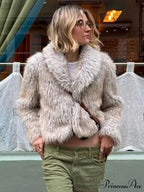 Fashionable Warm Solid Faux Fur Elegant Stand Collar Long Sleeves Cozy Chic Coat