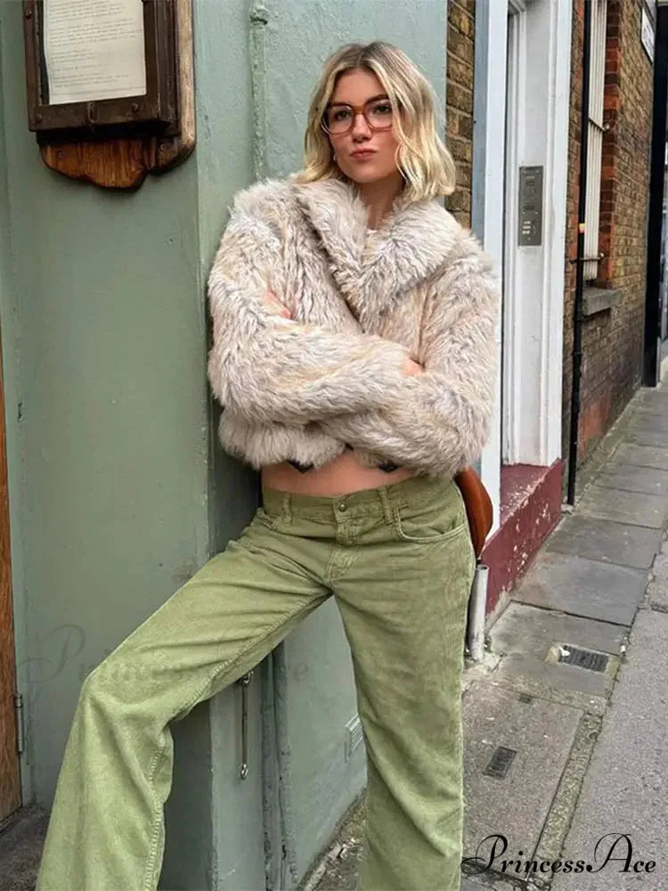 Fashionable Warm Solid Faux Fur Elegant Stand Collar Long Sleeves Cozy Chic Coat