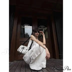 Fashionable White Cargo Jeans Wide Leg Trousers