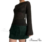 Fasten Behind Boat Neck Monochrome Jumper