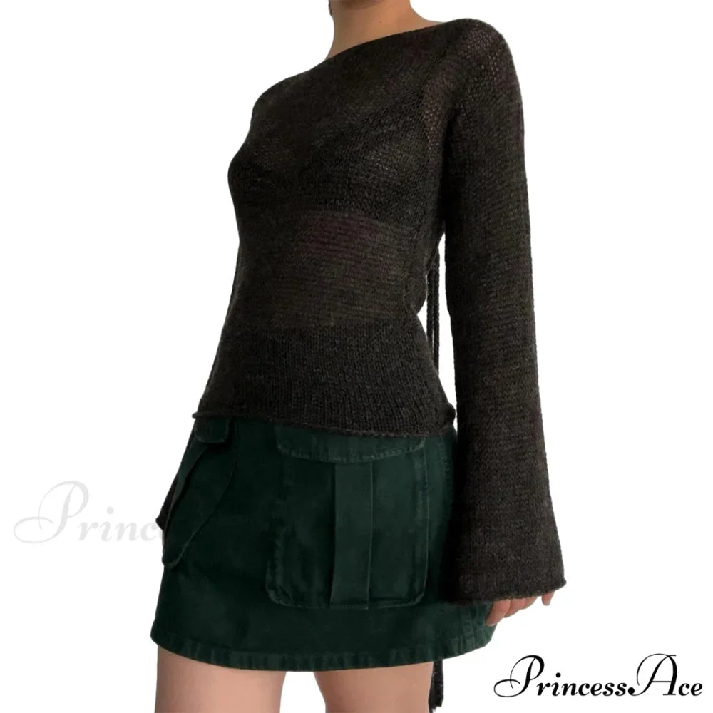 Fasten Behind Boat Neck Monochrome Jumper