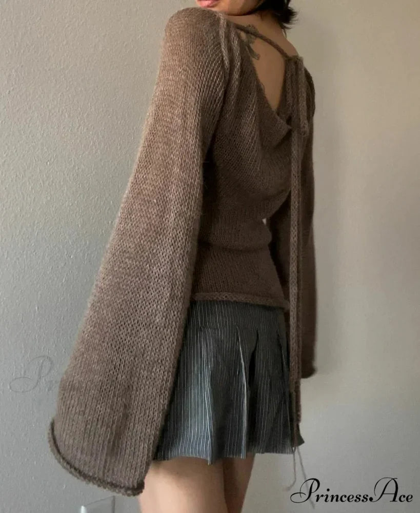 Fasten Behind Boat Neck Monochrome Jumper