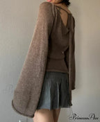 Fasten Behind Boat Neck Monochrome Jumper