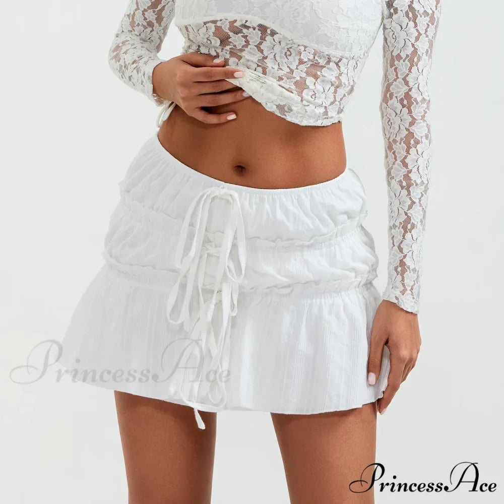 Fasten-Up Front Gathered Mini Skirt