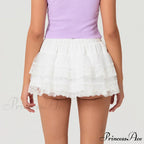 Fasten-Up Ribbon Mesh Frill Skirt