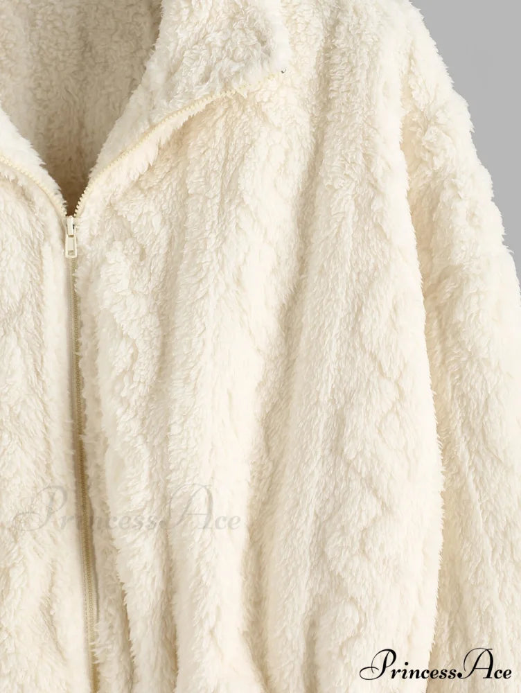 Faux Fur Fuzzy Drop Shoulder Coat