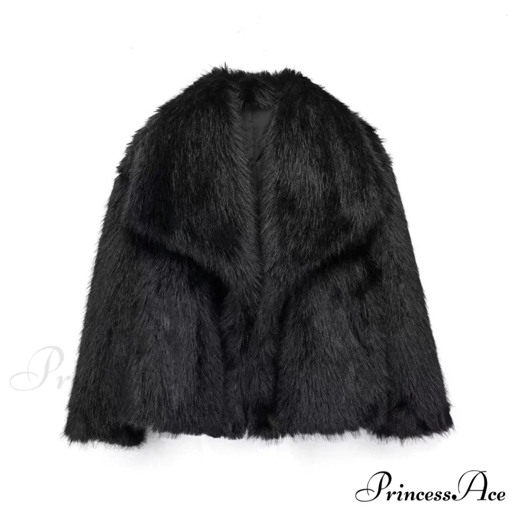 Faux Fur Lapel Autumn Winter Coat