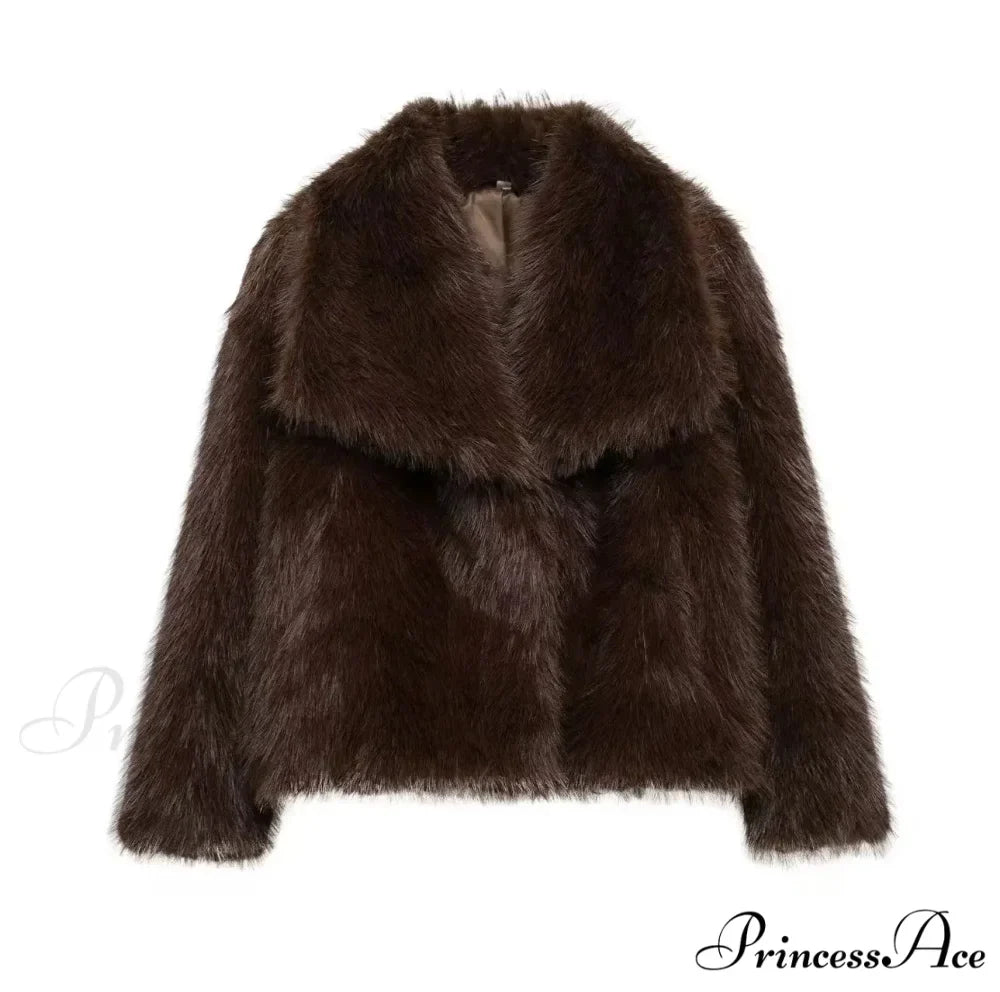 Faux Fur Lapel Autumn Winter Coat