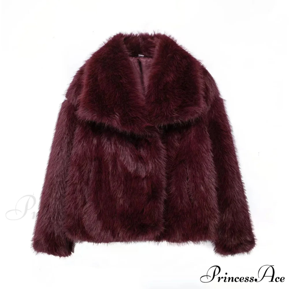 Faux Fur Lapel Autumn Winter Coat