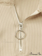 Faux Fur Trim Trendy Long Sleeve Set