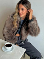 Faux Fur Zipper Thicken Coat