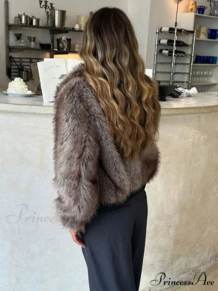 Faux Fur Zipper Thicken Coat