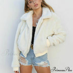 Faux FurWarm Soft Plush Zipper Coat
