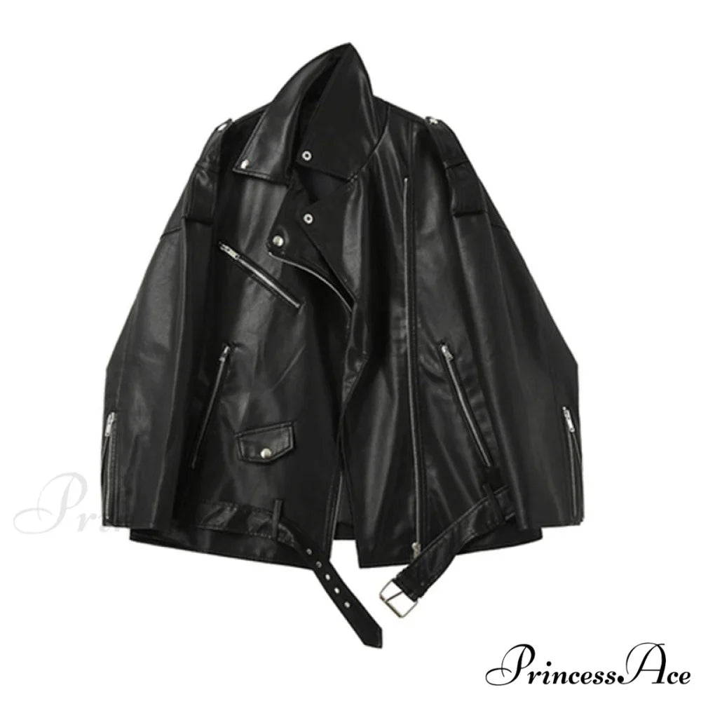 Faux Leather Cool Loose Coat