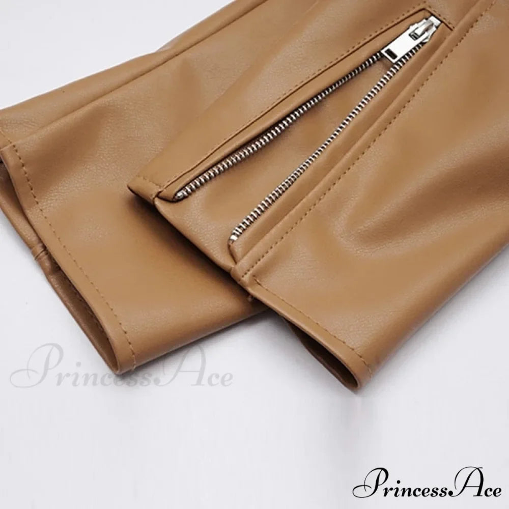 Faux Leather Cool Loose Coat