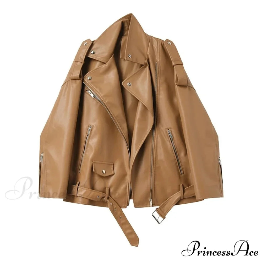 Faux Leather Cool Loose Coat