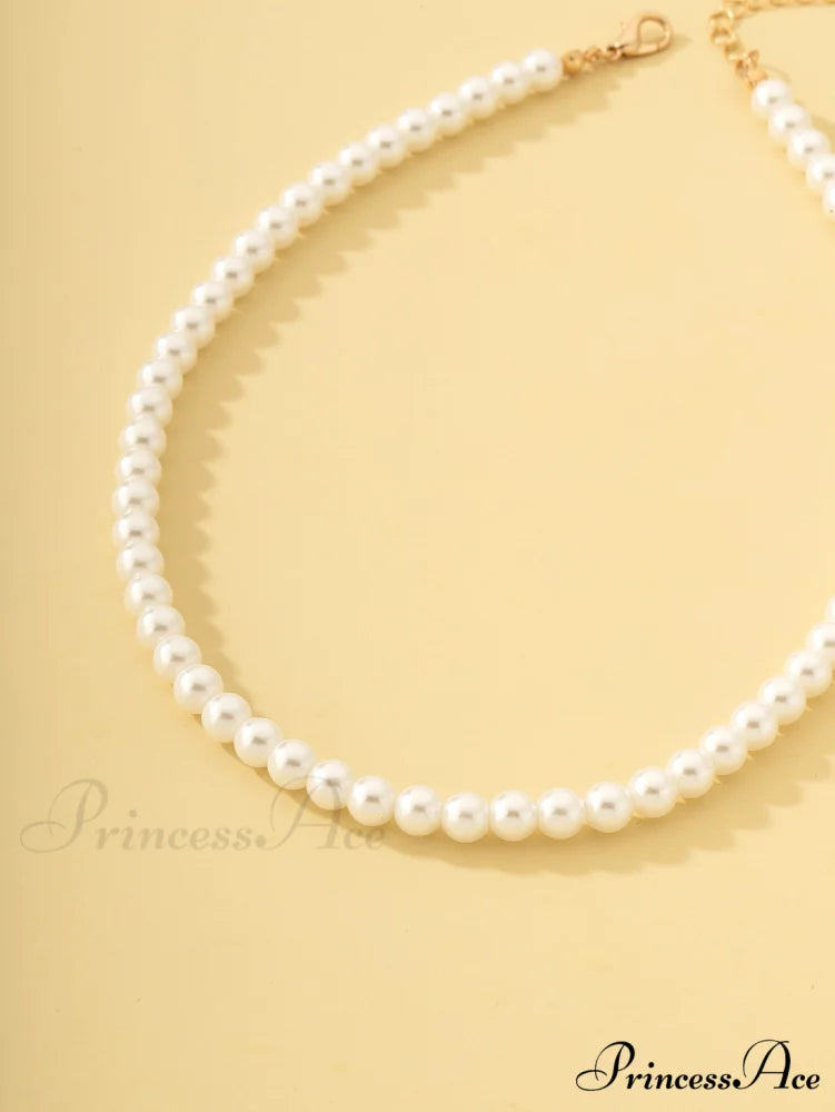 Faux Pearl Beaded Necklace