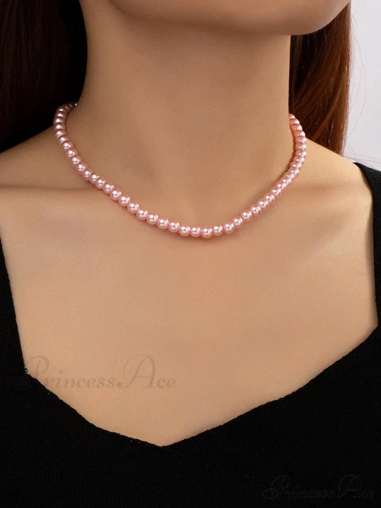 Faux Pearl Beaded Necklace
