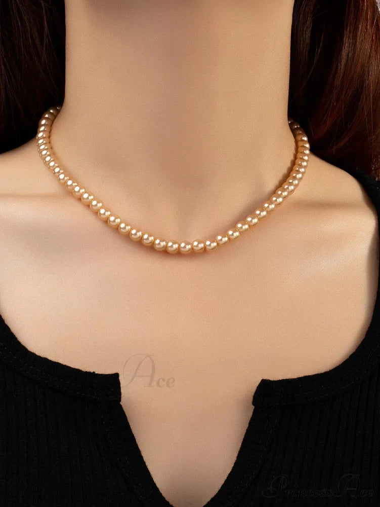 Faux Pearl Beaded Necklace